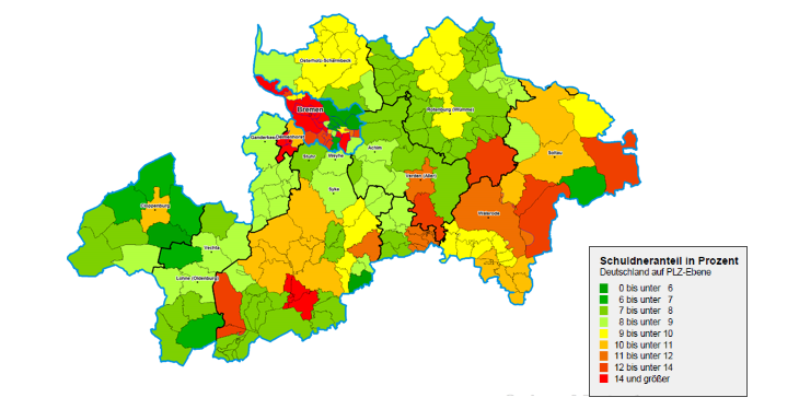 SchuldnerAtlas 2022 Bremen - Interaktive Karte