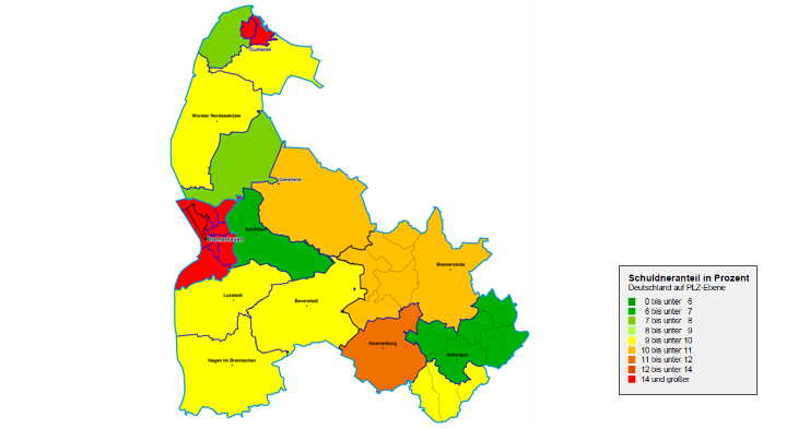 SchuldnerAtlas 2022 Bremerhaven - Interaktive Karte
