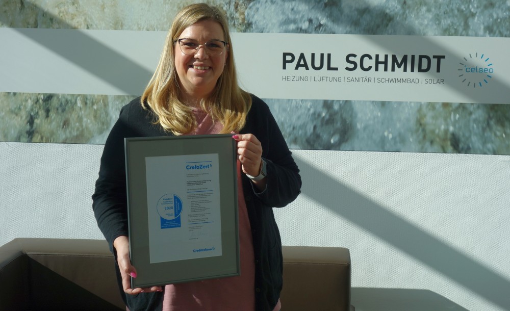 Verleihung des Bonitätszertifikats CrefoZert an Paul Schmidt Wasseraufbereitung, Heizung und Sanitär GmbH News-Details