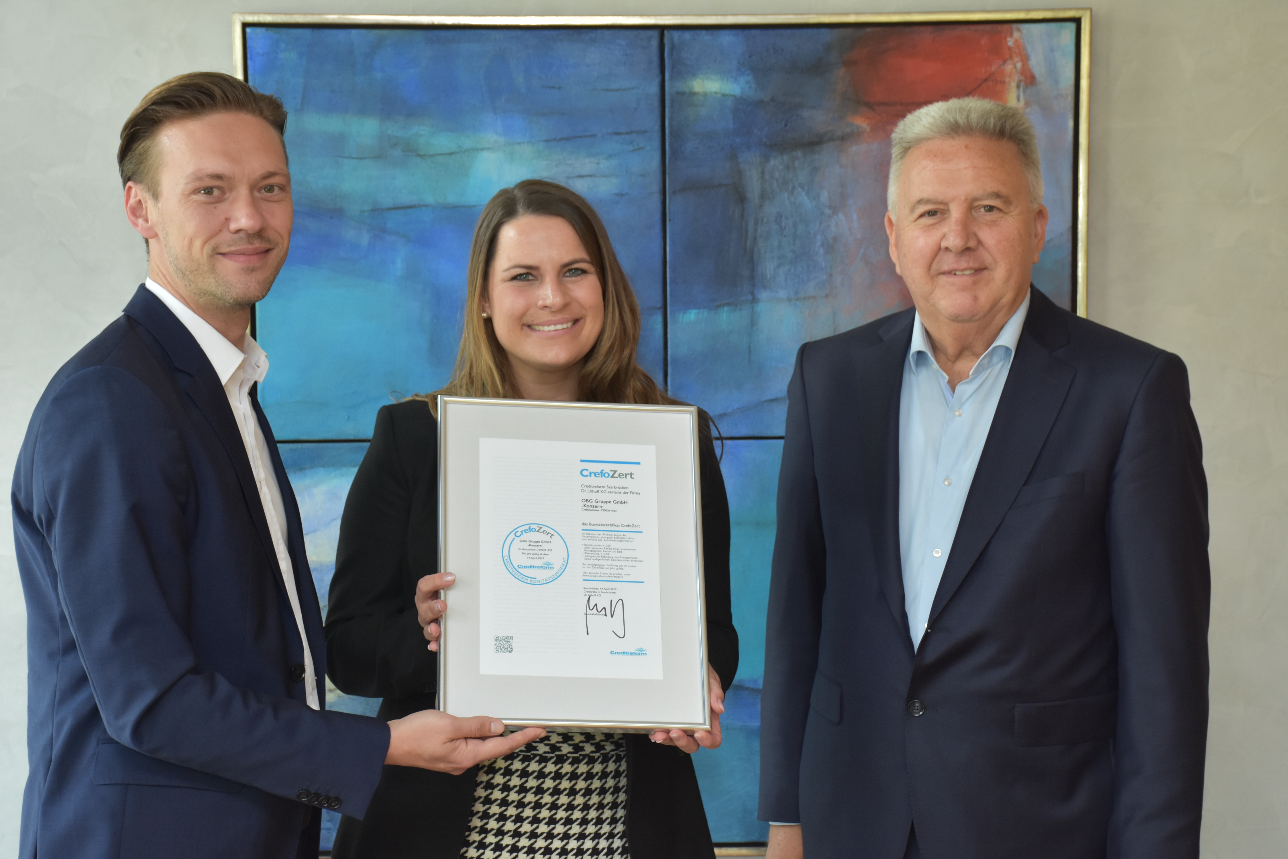 Übergabe CrefoZert OBG Gruppe GmbH Übergabe CrefoZert OBG Gruppe GmbH