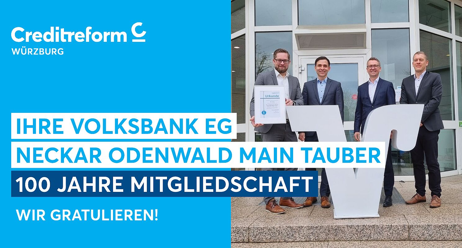 Creditreform Würzburg Urkundenübergabe 100 Jahre Mitglied News-Details