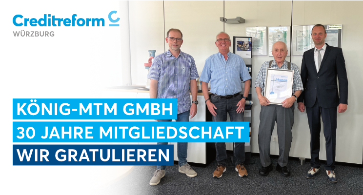 Creditreform Würzburg Urkundenübergabe 30 Jahre Mitglied News-Details